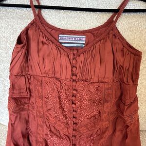 Kimchi Blue Rust Red Embroidered Midi Dress